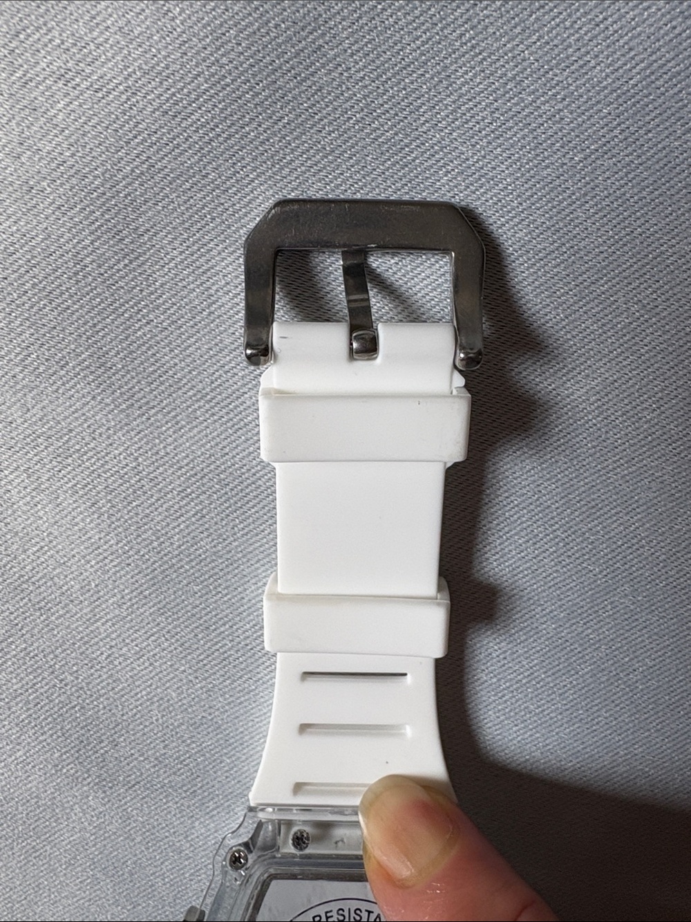 Transparent Barrel Case White Strap Skeleton Dial Watch - Picture 9 of 14